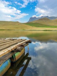 Scenic view of lake against sky