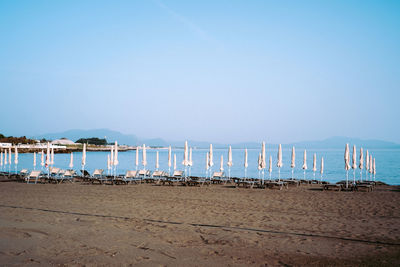 Scenic view of beach against clear sky