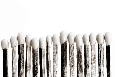 Close-up of umbrellas against white background