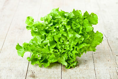 Close-up of green leaves on table