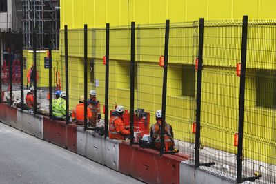 People working on street