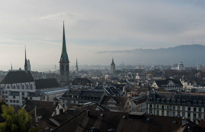 High angle view of townscape against sky