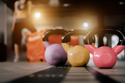 Close-up of candles on table