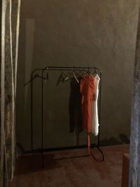 Clothes drying on rack at home