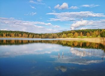Scenic view of lake against sky