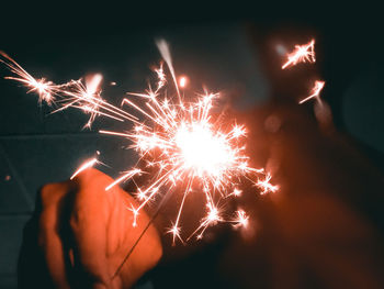 Firework display at night