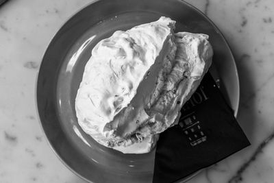 High angle view of ice cream in plate