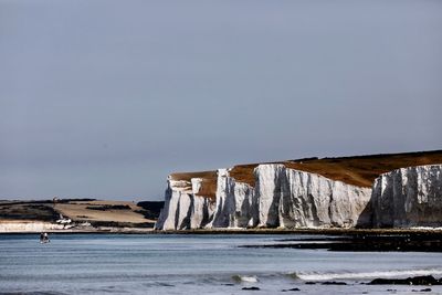 Scenic view of sea against clear sky