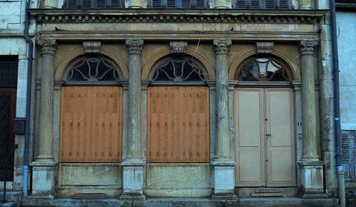 Closed door of old building