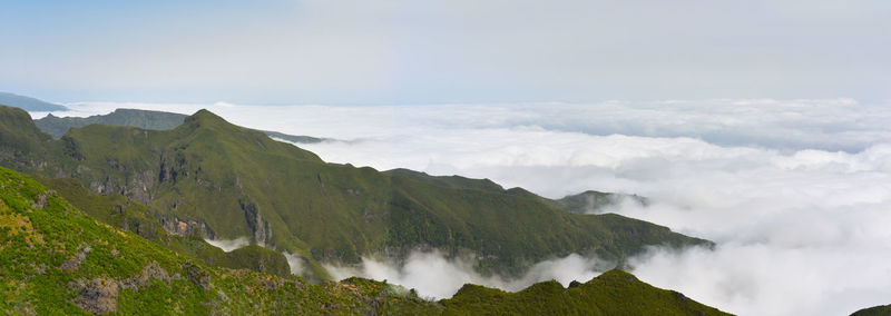 Panoramic view of mountains against sky