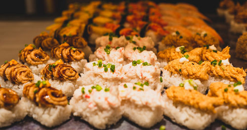 Close-up of sushi on table