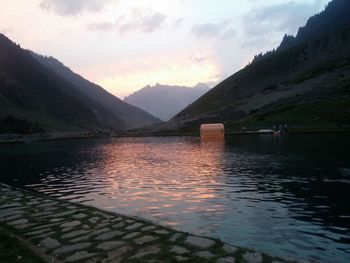 Scenic view of lake and mountains