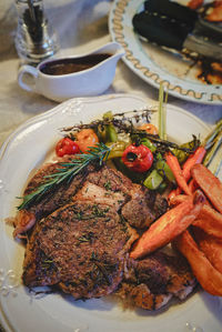 Close-up of meal served in plate