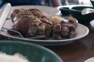 Close-up of meal served in plate
