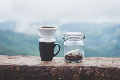 Glass of jar on table