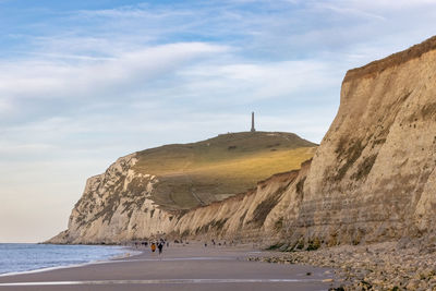 Seascape of the opal coast of cap blanc nez, cape white nose france on top of the chalk cliffs