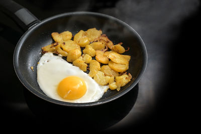 High angle view of food in bowl on table