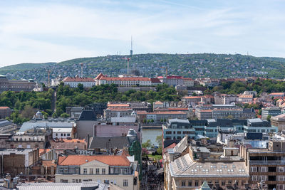 High angle view of townscape against sky