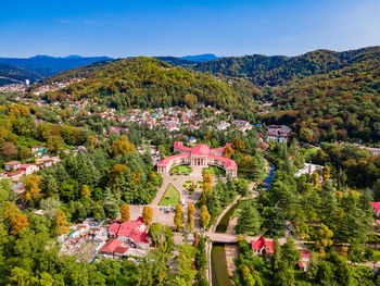 High angle view of townscape against sky