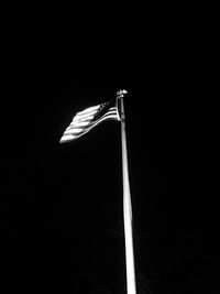 Low angle view of flag against black background