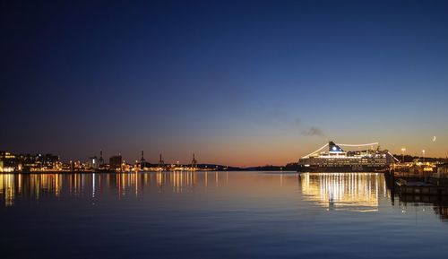 View of illuminated city at night