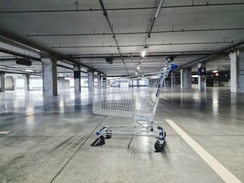 Shopping trolley in underground parking