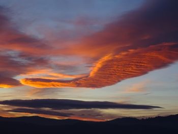 Scenic view of dramatic sky during sunset