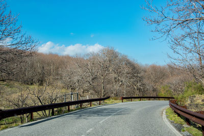 Road amidst trees against sky