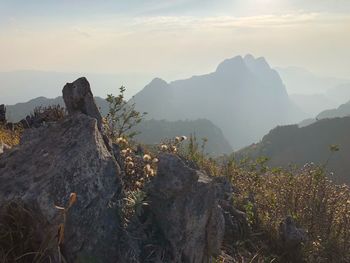 Panoramic view of mountains against sky
