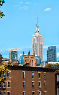 Nyc streets buildings contrast. different styles of buildings in nyc, usa.