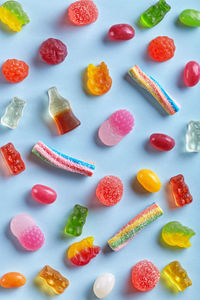 High angle view of multi colored candies