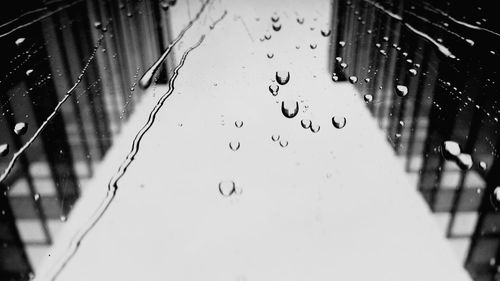 Close-up of wet window in rainy season