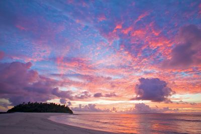 Scenic view of sea against sky at sunset