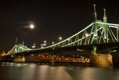 The szabadsag  - liberty bridge in budapest at night.