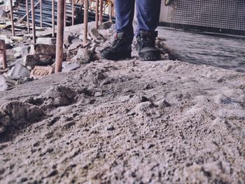 Low section of man standing on ground