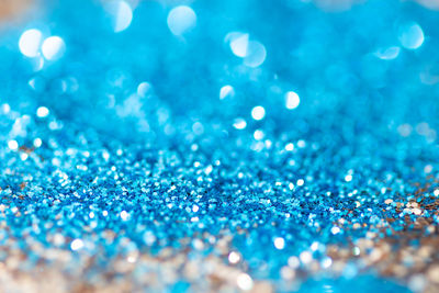 Full frame shot of blue glitter