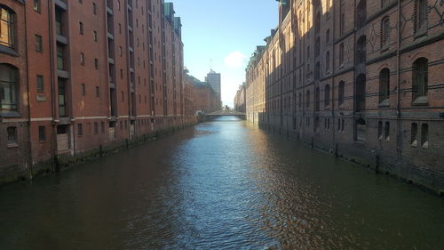 Canal amidst buildings against sky