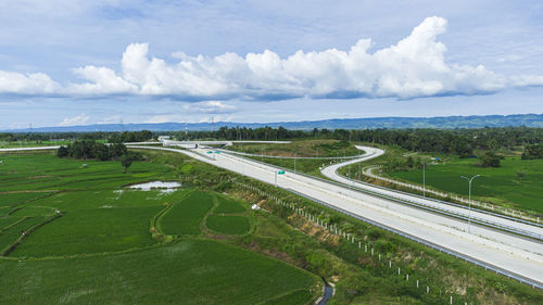 Aerial photo of the highway with clouds