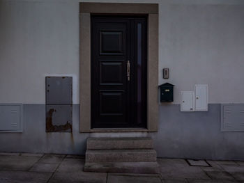 Closed door of building