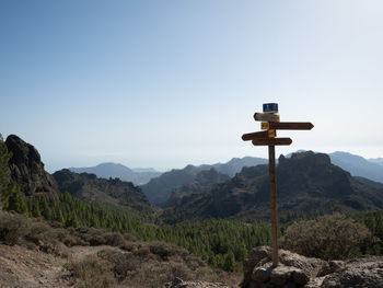 Cross on mountain against sky