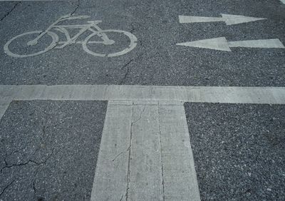 High angle view of road marking