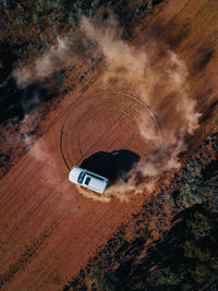 High angle view of telephone booth on mountain