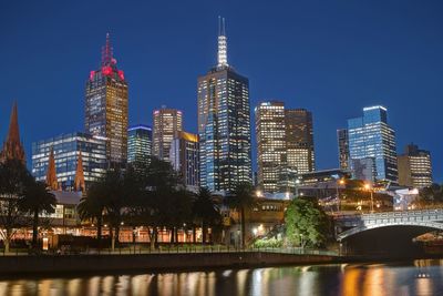 Illuminated city at night