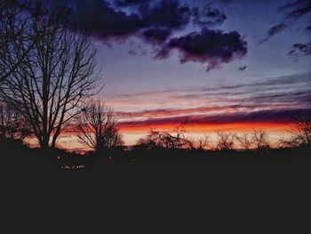 Silhouette trees against sky during sunset