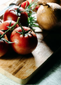 High angle view of fruits on table
