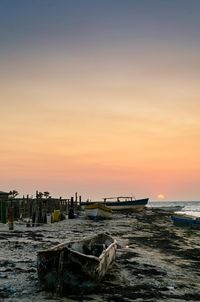 Scenic view of sea at sunset