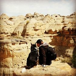 Man standing on rock formation