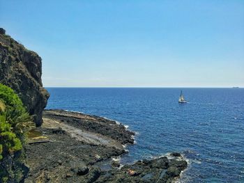 Scenic view of sea against clear sky