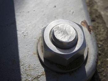 High angle view of metal container on street