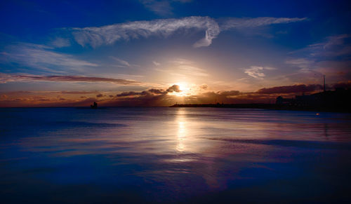 Scenic view of sea against sky during sunset